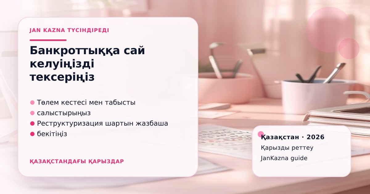 Иллюстрация ЖанКазна к материалу о как проверить, подходите ли вы под банкротство физлица