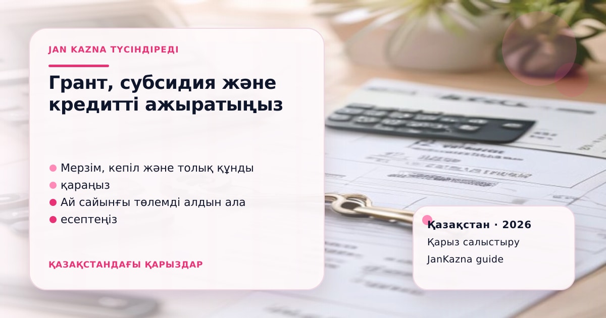 Иллюстрация ЖанКазна к материалу о как мсб не перепутать грант, субсидию и кредит
