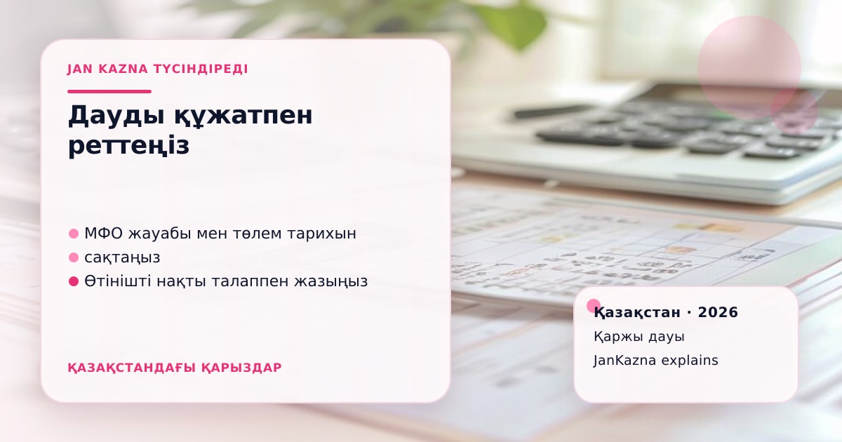 JanKazna стиліндегі пастельді кеңсе көрінісі, қаржы дауын құжатпен дайындау карточкасы